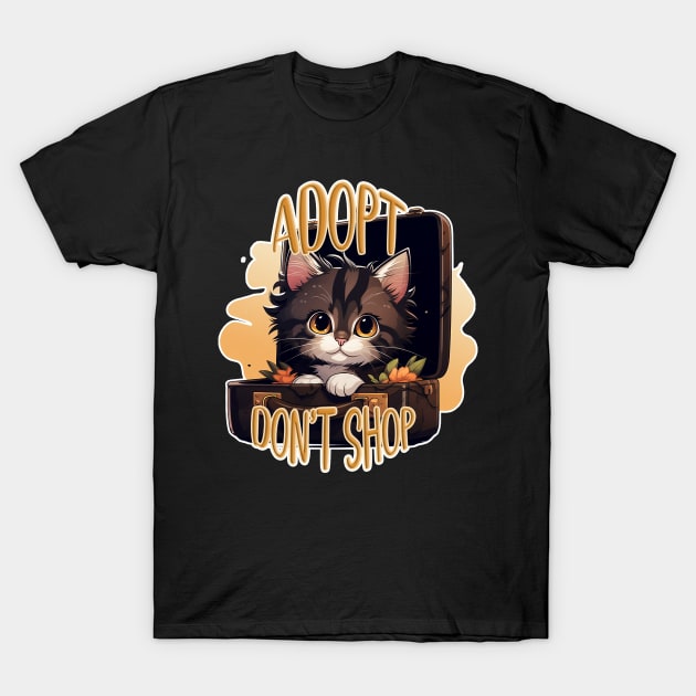 Adopt Don't Shop - Cat In A Suitcase T-Shirt by nonbeenarydesigns